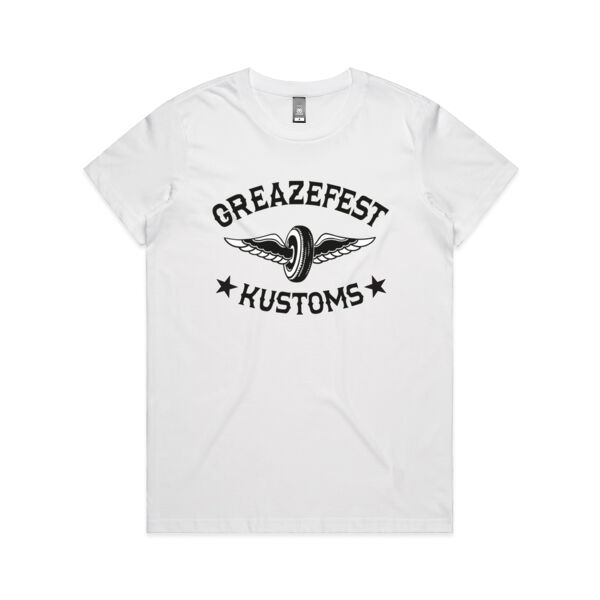 Gals - GreazeFest Kustoms Winged Wheel on white Thumbnail