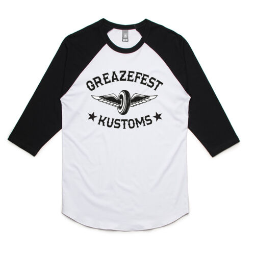 Long Sleeve - GreazeFest Kustoms Winged Wheel raglan shirt Thumbnail
