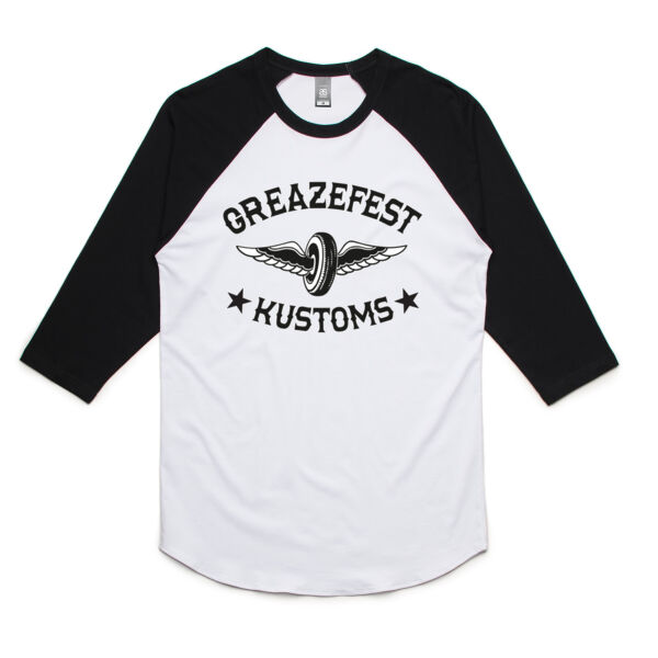 Long Sleeve - GreazeFest Kustoms Winged Wheel raglan shirt Thumbnail