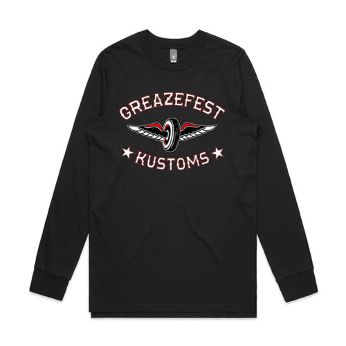Long Sleeve - GreazeFest Kustoms Winged Wheel black long sleeve Thumbnail